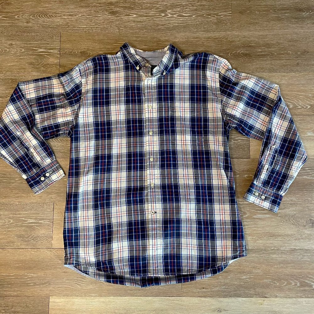 Tommy Hilfiger Men's Casual Blue Plaid Button Down Size XL Classic Fit  EUC